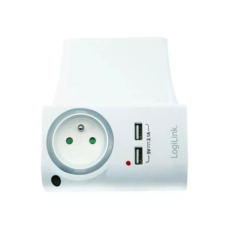 LogiLink USB-A seinälaturi 10,5 W, 2 porttia, lataustelineellä, valkoinen