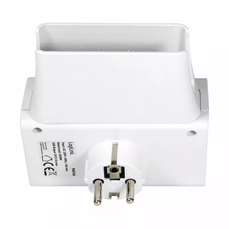 LogiLink USB-A seinälaturi 10,5 W, 2 porttia, lataustelineellä, valkoinen