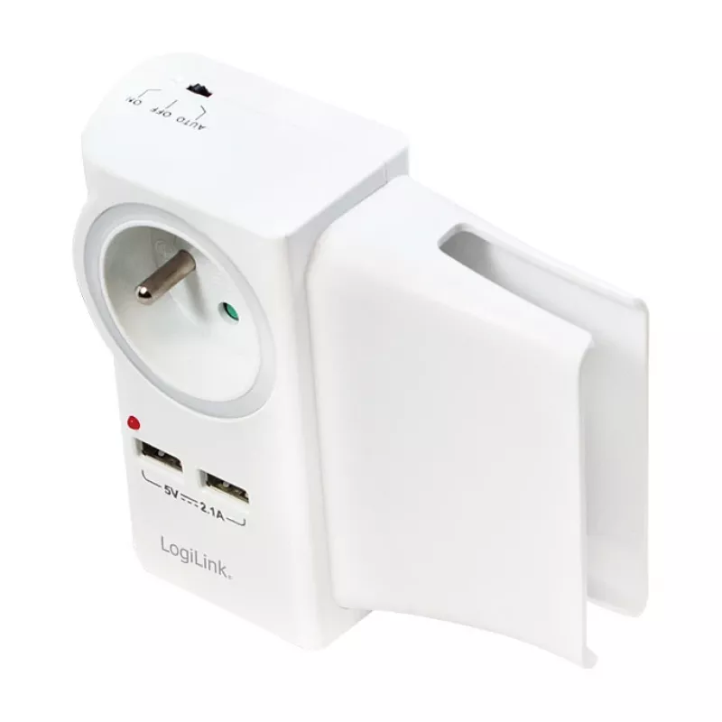 LogiLink USB-A seinälaturi 10,5 W, 2 porttia, lataustelineellä, valkoinen