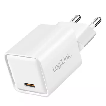 LogiLink USB-C-laturi 20 W GaN, 1 portti, USB Power Delivery, valkoinen