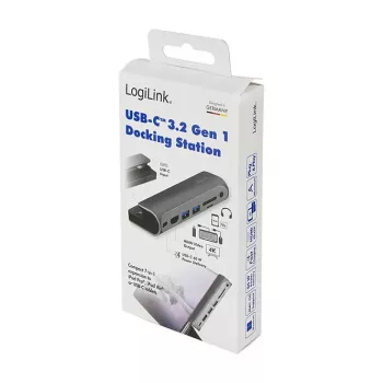 LOGILINK USB-C telakointiasema, 7-porttinen, USB 3.2 Gen1, 100W PD, 4K HDMI, iPadille, alumiini (UA0385)
