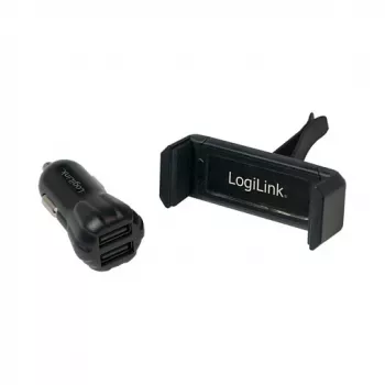 LogiLink USB-autolaturisarja, 2-porttinen laturi + pidike