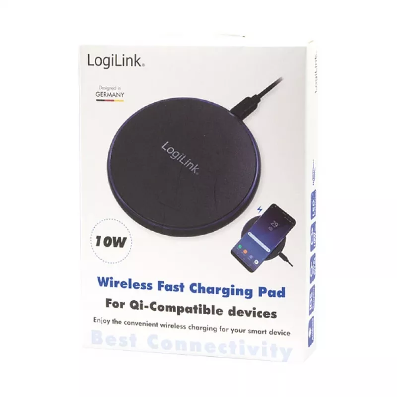 LogiLink langaton pöytäpikalaturi 10 W Qi-latausalusta musta