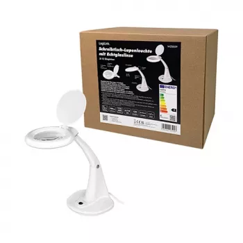 LOGILINK WZ0059 LED-suurennuslasi pöytätelineellä, 3 dioptriaa (1,75x), 40 SMD-LEDiä, 6,5 W, päivänvalkoinen, musta