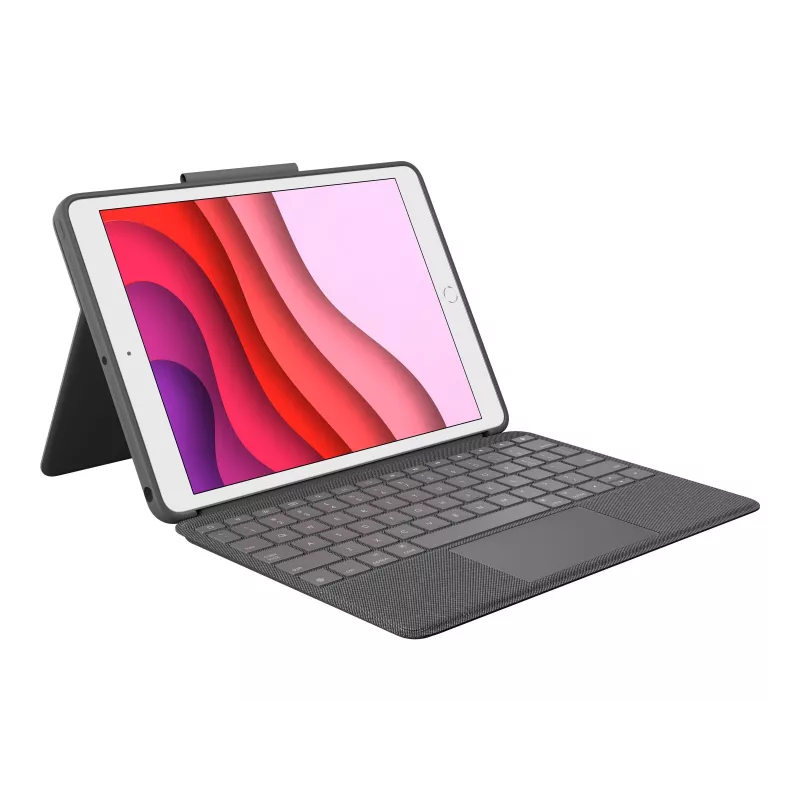 Logitech Combo Touch näppäimistö ja Folio-kotelo trackpadilla Apple 10,2 tuuman iPad (7., 8., 9. sukupolvi) - grafiitti - UK Layout