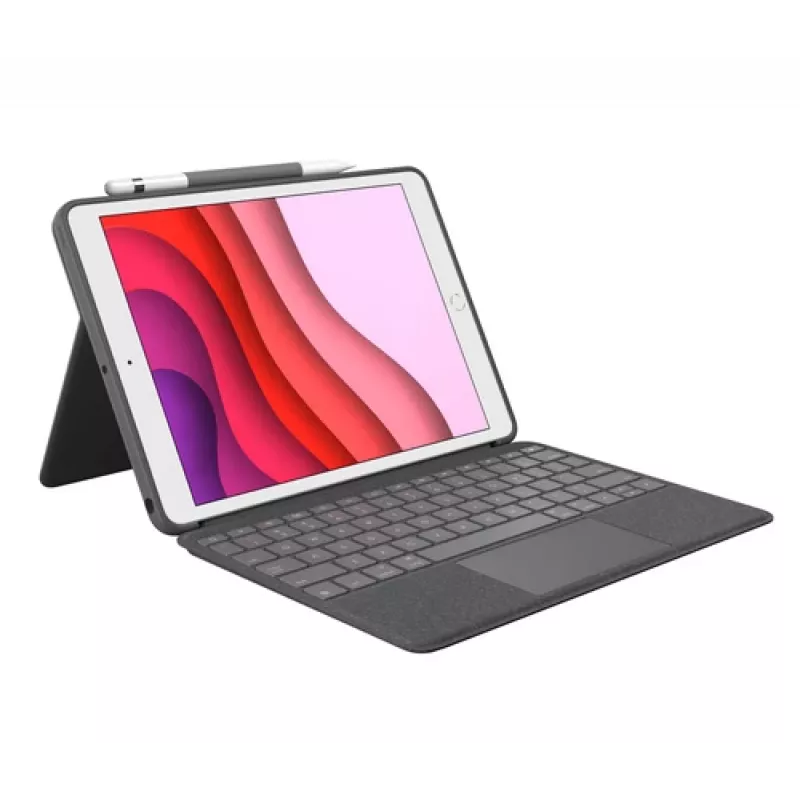 Logitech Combo Touch näppäimistö ja Folio-kotelo trackpadilla Apple 10,2 tuuman iPad (7., 8., 9. sukupolvi) - grafiitti - UK Layout
