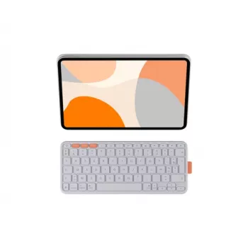 Logitech Flip Folio näppäimistö- ja foliokotelo - täysikokoinen - langaton - Bluetooth 5.1 LE - AZERTY - ranska - vaaleanharmaa - Apple 10,9 tuuman iPad Air (5. sukupolvi)