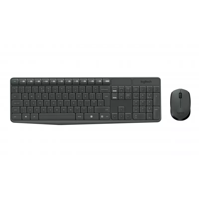 Logitech MK235 langaton näppäimistö- ja hiirisarja, 2,4 GHz RF, QWERTZ-asettelu, musta, USB-vastaanotin – 920-008031