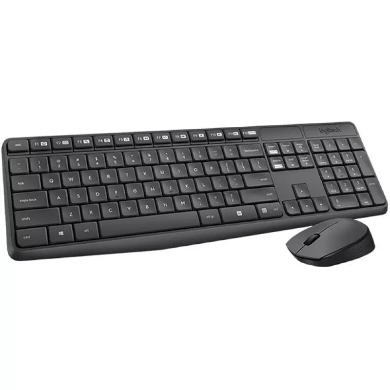 Logitech MK235 langaton näppäimistö- ja hiirisarja, 2,4 GHz RF, QWERTZ-asettelu, musta, USB-vastaanotin – 920-008031