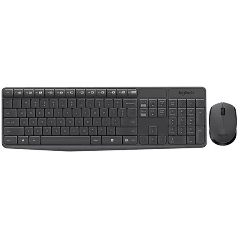 Logitech MK235 langaton näppäimistö- ja hiirisarja, 2,4 GHz RF, QWERTZ-asettelu, musta, USB-vastaanotin – 920-008031