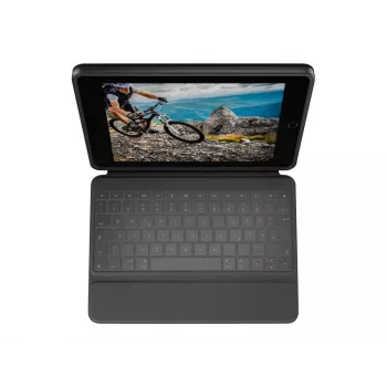 Logitech Rugged Folio -näppäimistö- ja folio-kotelo Apple Smart Connectorilla - AZERTY ranskalainen asettelu - grafiitti - Apple 10,9 tuuman iPadille (10. sukupolvi)