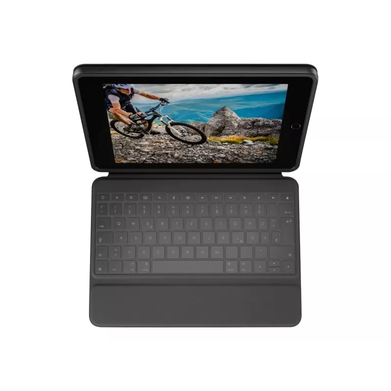 Logitech Rugged Folio -näppäimistö- ja folio-kotelo Apple Smart Connectorilla - AZERTY ranskalainen asettelu - grafiitti - Apple 10,9 tuuman iPadille (10. sukupolvi)