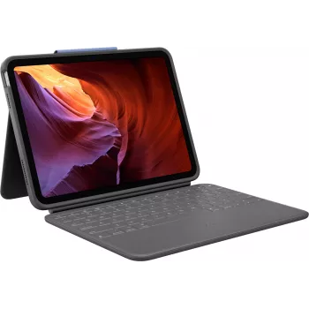 Logitech Rugged Folio -näppäimistö- ja folio-kotelo Apple Smart Connectorilla - AZERTY ranskalainen asettelu - grafiitti - Apple 10,9 tuuman iPadille (10. sukupolvi)
