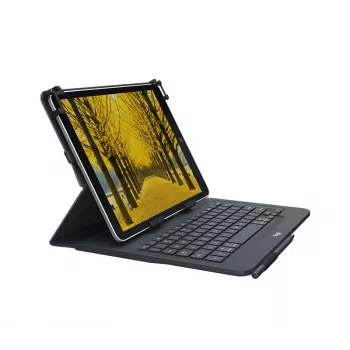Logitech yleisnäppäimistö ja Folio-kotelo 9-10 tuuman tableteille, Bluetooth 3.0, QWERTZ sveitsinsaksalainen asettelu, Graphite