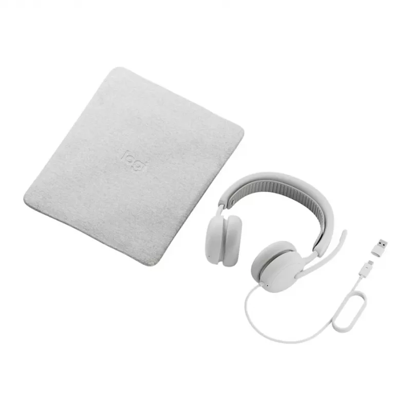 Logitech Zone Wired 2 langallinen on-ear-kuulokemikrofoni, aktiivinen melunvaimennus, melua vaimentavat mikrofonit, 40 mm kaiuttimet, luonnonvalkoinen