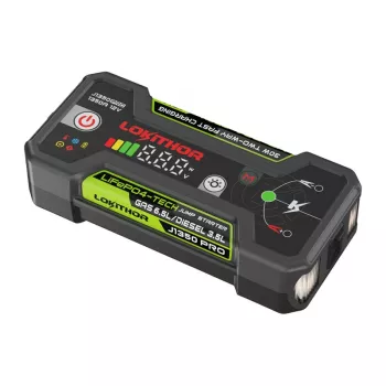 LOKITHOR J1350 Pro 25.6Wh 12V käynnistysapu 2500A huippuvirralla ja ilmakompressorilla
