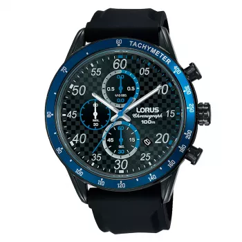 Lorus miesten kvartsi analoginen kello RM337EX9 sininen kellotaulu ruskea nahkaranneke 43 mm