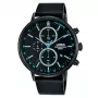 Lorus miesten analoginen kvartsikello RM363FX9 - sininen kellotaulu, teräsranneke, 43mm