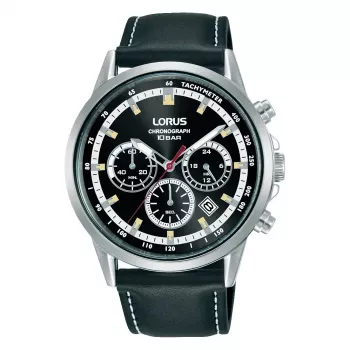 LORUS miesten kvartsikronografi kello RT301KX9 42 mm ruostumaton teräs musta kellotaulu