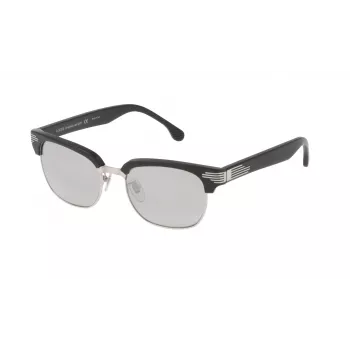 LOZZA SL2253M52579X unisex suorakaiteen muotoiset aurinkolasit - kiiltävä musta asetaattikehys, harmaat gradient-polykarbonaattilinssit, 52 mm linssin leveys, 100 % UV400-suoja