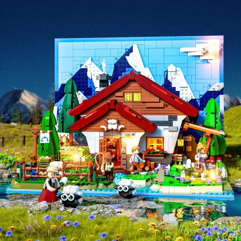 Lumibricks LED-valaistussarja LEGO Ideas A-Frame Cabin -sarjaan (sarja 21338) - paimenmaja