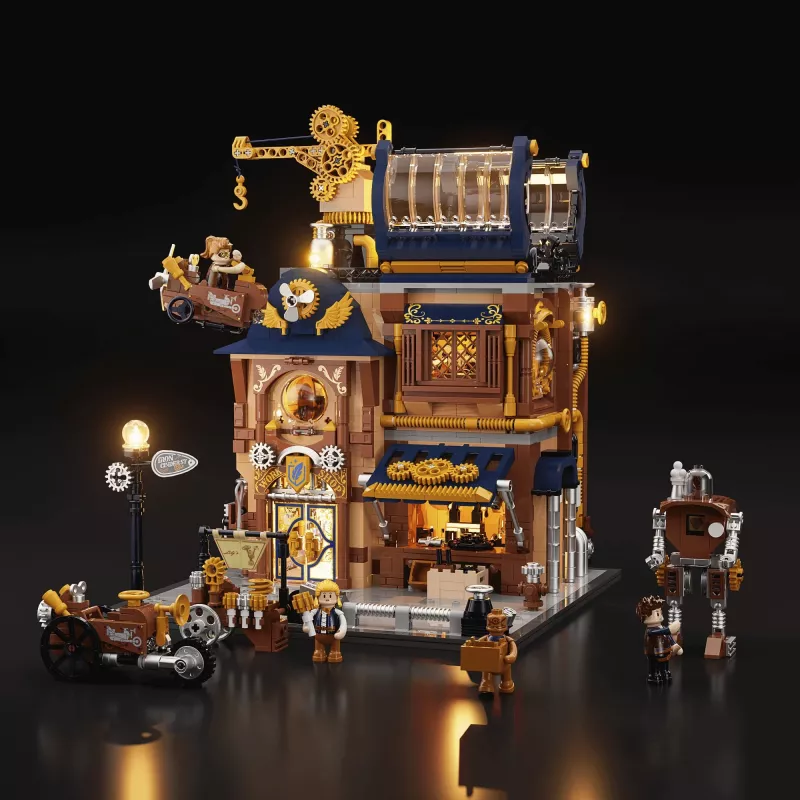 Lumibricks Steampunk Mechanical Workshop rakennuspalikkasarja LED-valaistuksella - 2150 osaa