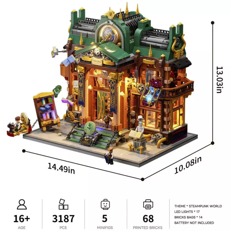 Lumibricks Steampunk Time Rift Library -DIY-miniatyyrikirjanurkkaussarja