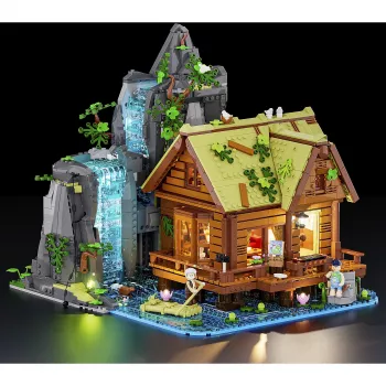 Lumibricks Waterfall Hut rakennussarja LED-valaistuksella