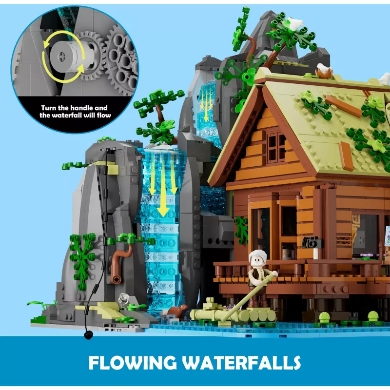 Lumibricks Waterfall Hut rakennussarja LED-valaistuksella