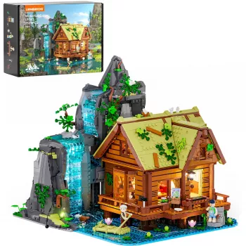 Lumibricks Waterfall Hut rakennussarja LED-valaistuksella