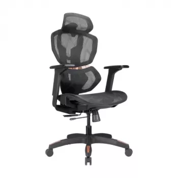 LUMIVIDA PREMIUM ergonominen toimistotuoli niska- ja lannetuki, 3D-säädettävät käsinojat - musta