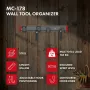 Maclean MC-178 seinään asennettava teräs-työkaluorganisaattori, 136 kg kuormitus, 816 mm leveä, reikälevypaneeli