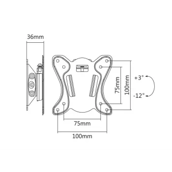 Maclean MC-715 kiinteä TV-seinäteline 13-27 tuuman LCD LED plasma-näytöille, VESA 75x75 100x100, 20 kg, musta
