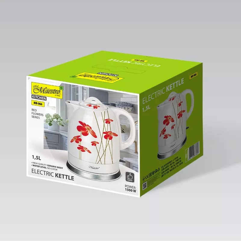 Maestro MR-066 keraaminen vedenkeitin punainen 1,5L 1200W