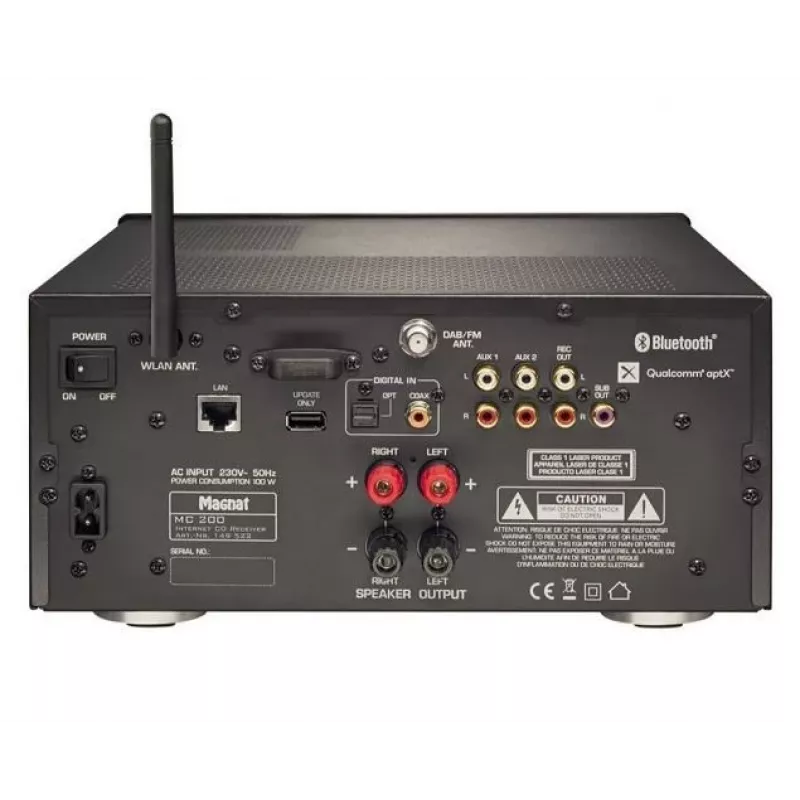 MAGNAT MC-200 stereovahvistin Bluetooth 5.0:lla, Wi-Fi:llä, DAB+:lla ja Phono MM -tulolla
