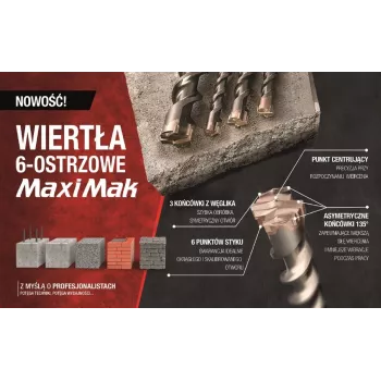 MAKITA SDS MAX pora 14x200x340mm MAXI MAK 6-teräinen