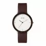 MAM MAM628 unisex-kello 39mm tiikkipuukotelo musta nahkaranneke