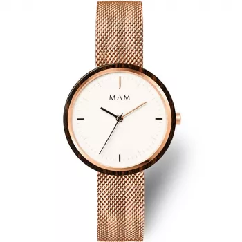 MAM MAM664 unisex-kello 33 mm musta kellotaulu kestävä nahkaranneke