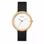MAM MAM687 unisex 39 mm tiikkipuukello mustalla nahkarannekkeella