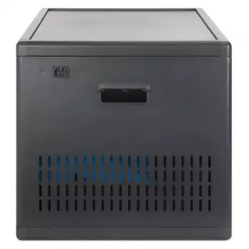 Manhattan 12-paikkainen USB-C kannettavien latauskaappi pyörillä, 65W per portti, 780W yhteensä, teräs, musta, UK- ja EU-kaapelit, 395x32,5x290mm lokerot