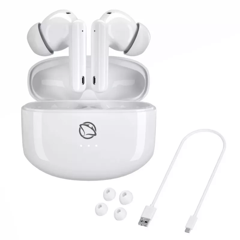 Manta MTWS008W Rytmo White True Wireless Bluetooth 5.0 -nappikuulokkeet ja latauskotelo