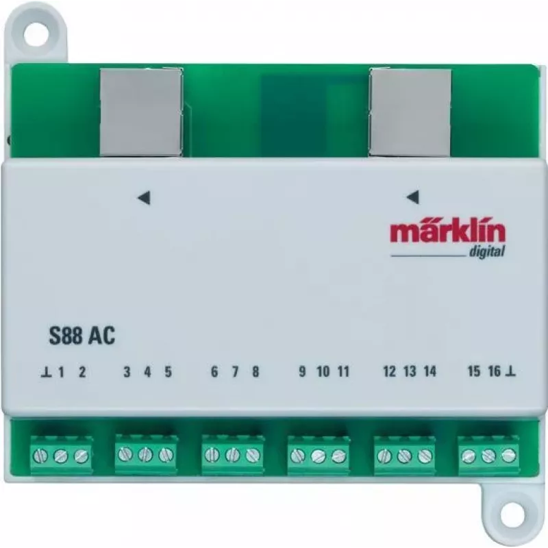Märklin 60881 s88 digitaalinen takaisinkytkentämoduuli 16 kosketintulolle - vihreä/valkoinen