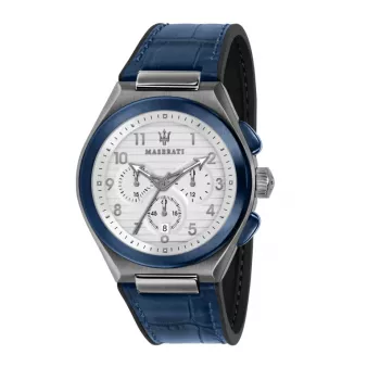 MASERATI miesten Potenza kvartsikello R8871639001 43mm sininen kellotaulu nahkaranneke