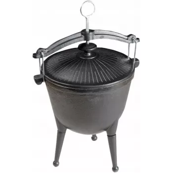 MASTER GRILL valurautainen metsästyspata MG629 – 8L, esimaustettu, nuotiotulille ja ulkokeittämiseen
