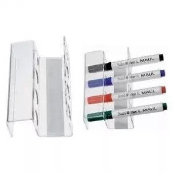 MAUL akryylinen magneettinen kynäteline 4 whiteboard- tai fläppitaulumerkille, kristallinkirkas (6388405)