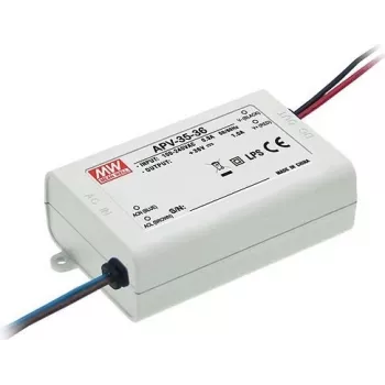 MEAN WELL APV-35-24 36W 24V vakiojännite-LED-ajuri, 90-264V AC tulo, passiivinen jäähdytys, valkoinen