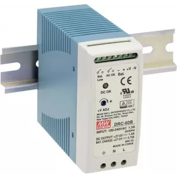 MEAN WELL DRC-40A 40W DIN Rail DC UPS Module with Battery Charger for 24V Systems