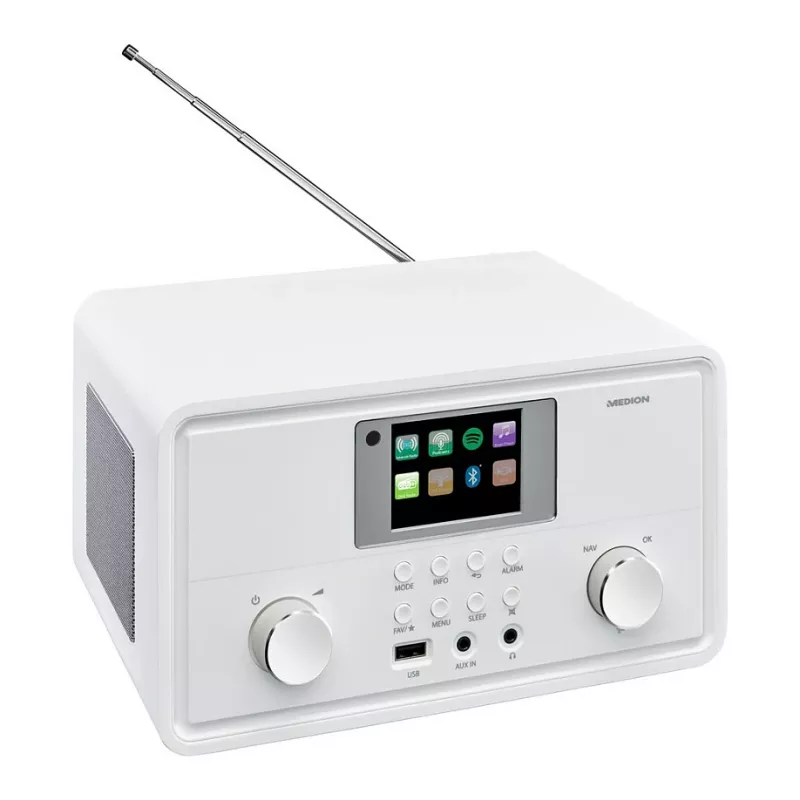 MEDION MD 88069 internetradio DAB+, FM, Bluetooth ja WLAN, valkoinen