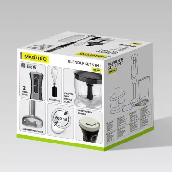 MEO MR-566 MAESTRO 500W sauvasekoitinsarja silppurilla, vispilällä ja mittakupilla