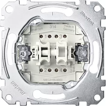 Merten System M kaksoispainikesisäke 2 NO 10A 250V AC uppoasennus MEG3055-0000